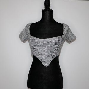 JBD Apparel Gray/Grey Crochet Ion Top